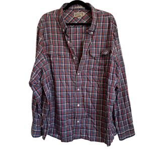 Duluth Trading Co. Button-Down LS Relaxed Fit Shirt in Red Blue White Plaid